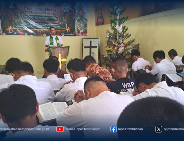 Ibadah Penuh Khidmat, WBP Nasrani Lapas Tembilahan Laksanakan Kebaktian   